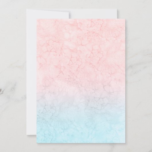 Blauw roze waterverf bloemen bruiloft kaart (Achterkant)