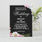 Blauw Roze Waterverf Bloemen bruiloft Kaart (Staand voorkant)