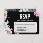 Blauw Roze Waterverf Bloemen bruiloft RSVP Kaartje (Voorkant / Achterkant)