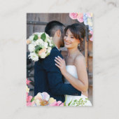 Blauw Roze Waterverf Bloemen QR Code Huwelijk Informatiekaartje (Achterkant)