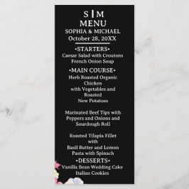 Blauw Roze Waterverf Bloemen QR Code Huwelijk Menu