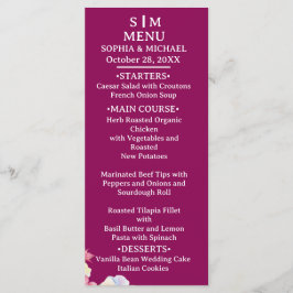 Blauw Roze Waterverf Bloemen QR Code Huwelijk Menu