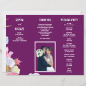 Blauw Roze Waterverf Bloemen Trouwprogramma Flyer (Voorkant)