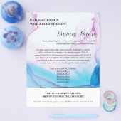 Blauw & Roze Waterverf Elegant Business Flyer (Enkel)