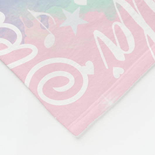 Blauw Roze Waterverf Harten, Sterren en Muziek Fleece Deken (Hoek)