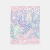 Blauw Roze Waterverf Harten, Sterren en Muziek Fleece Deken (Voorkant)