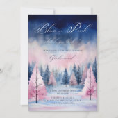 Blauw Roze Waterverf Kerstboom Geslacht onthullen Kaart (Voorkant)