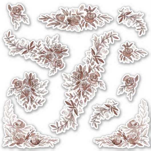 Blauw roze waterverf rozen sticker (Voorkant)