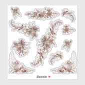 Blauw roze waterverf rozen sticker (Vel)