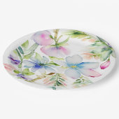 Blauw roze Waterverf Spring Flowers Papieren Bordje (Gekanteld)