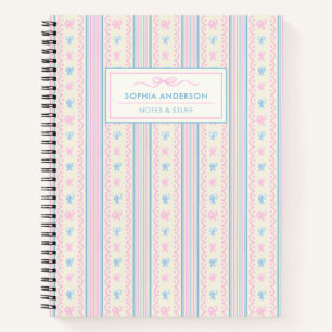 Blauw & Roze Whimsical Hand Getekende Bogen Aangep Notitieboek