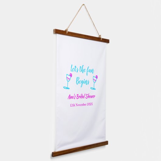 Blauw roze wijnglas vrijgezellenfeest laten we ple hangend wandkleed (Gebogen)