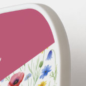 Blauw Roze Wilde Bloem Botanische Aangepaste Naam Pickleball Paddle (Links Detail)