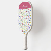 Blauw Roze Wilde Bloem Botanische Aangepaste Naam Pickleball Paddle (Links)