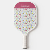 Blauw Roze Wilde Bloem Botanische Aangepaste Naam Pickleball Paddle (Achterkant)