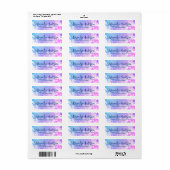 Blauw roze wintersneeuwvlokken Modern Script Label (Full Sheet)
