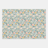 Blauw Roze Wit Bloemen Verjaardag Vrijgezellenfees Inpakpapier Vel (Voorkant 3)