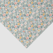 Blauw Roze Wit Bloemen Verjaardag Vrijgezellenfees Tissuepapier (Detail)