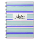 Blauw roze wit gestreept ontwerp notitieboek (Voorkant)