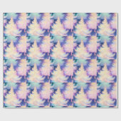 Blauw Roze Wit Goud Bomen Modern Kerstmis Cadeaupapier (Vlak)