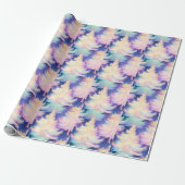Blauw Roze Wit Goud Bomen Modern Kerstmis Cadeaupapier (Uitgerold)
