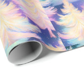 Blauw Roze Wit Gouden Bomen Moderne Kerst Cadeaupapier (Rol Hoek)