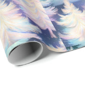 Blauw Roze Wit Gouden Bomen Moderne Kerst Cadeaupapier (Rol Hoek)