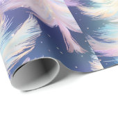 Blauw Roze Wit Gouden Bomen Moderne Kerst Cadeaupapier (Rol Hoek)