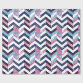 Blauw Roze Wit Marmeren Chevron Cadeaupapier (Vlak)