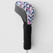 Blauw Roze Wit Marmeren Chevron Golfheadcover (Schuin)