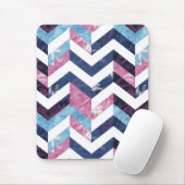 Blauw Roze Wit Marmeren Chevron Muismat (Met muis)