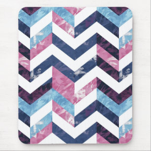 Blauw Roze Wit Marmeren Chevron Muismat