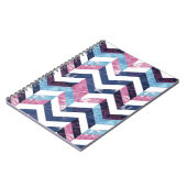 Blauw Roze Wit Marmeren Chevron Notitieboek (Linkerzijde)