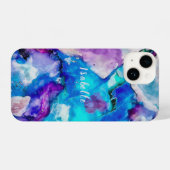 Blauw Roze Wit Waterverf Monogram van de Abstracti iPhone Hoesje (Achterkant horizontaal)