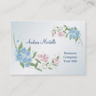 Blauw, roze, witte bloemen bloesem Visitekaartje
