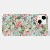 Blauw Roze Witte Bloemige Shabby Chic Victoriaans Case-Mate iPhone Case (Achterkant (horizontaal))