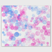 Blauw Roze Witte Bubbels Bokeh Effect Cadeaupapier (Vlak)