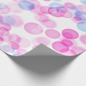 Blauw Roze Witte Bubbels Bokeh Effect Cadeaupapier (Hoek)