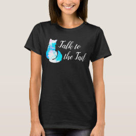 Blauw Roze Witte Kat Abstract Praat met de Staart T-shirt