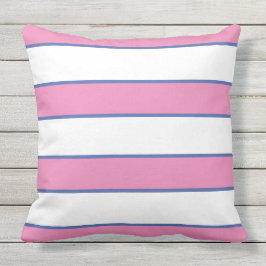Blauw roze witte neautische legante moderne strepe buitenkussen