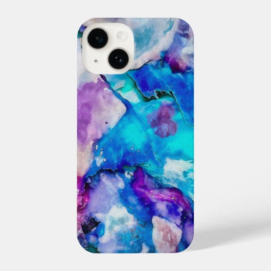 Blauw Roze Witte Waterverf Abstractie iPhone Hoesje (Achterkant)