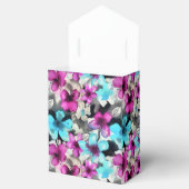 Blauw roze witte zwarte Waterverf bloemen patroon Bedankdoosjes (Geopend)