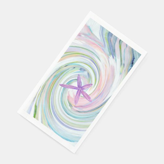 Blauw Roze Zee Swirl & Starfish Servet (Hoek)