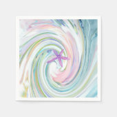 Blauw Roze Zee Swirl & Starfish servetten (Voorkant)