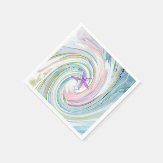 Blauw Roze Zee Swirl & Starfish servetten (Hoek)