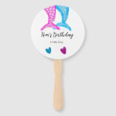 Blauw Roze Zeemeermin waterverf Naam toevoegen Ver Handwaaier (Voorkant)