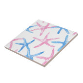 Blauw Roze Zeester Modern kustpatroon Tegeltje (Zijkant)