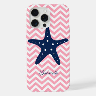 Blauw & Roze Zigzag Patroon Zeester iPhone 15 Pro Max Hoesje