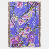 Blauw roze zwart abstract bloemontwerp deken (Voorkant Verticaal)