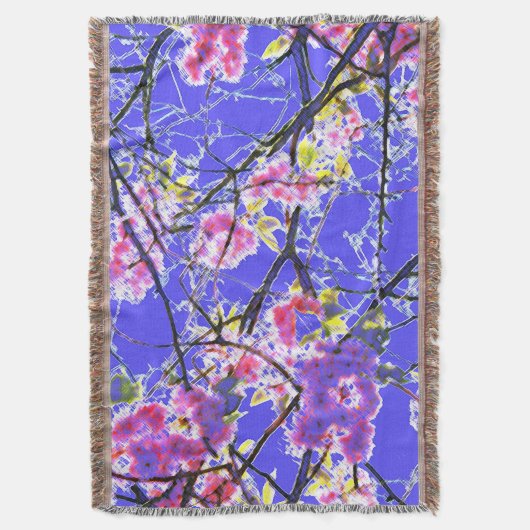 Blauw roze zwart abstract bloemontwerp deken (Voorkant Verticaal)